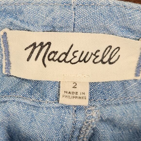 Madewell Chambray Patio Button Front Midi Skirt Size 2 Blue Solid Cotton EUC - Picture 3 of 13